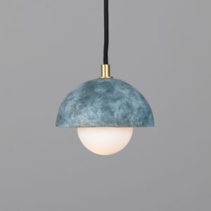 Ferox Small Domed Pendant in Blue Earth Ceramic Pendant Lighting Great Lighting UK Ltd