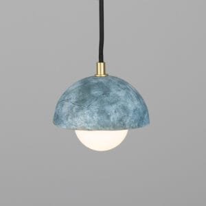 Ferox Small Domed Pendant in Blue Earth Ceramic Pendant Lighting Great Lighting UK Ltd