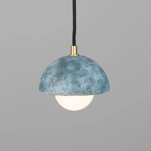 Ferox Small Domed Pendant in Blue Earth Ceramic Pendant Lighting Great Lighting UK Ltd