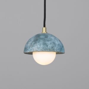 Ferox Small Domed Pendant in Blue Earth Ceramic Pendant Lighting Great Lighting UK Ltd