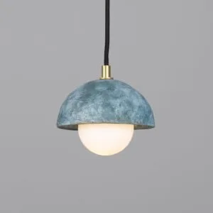 Ferox Small Domed Pendant in Blue Earth Ceramic Pendant Lighting Great Lighting UK Ltd