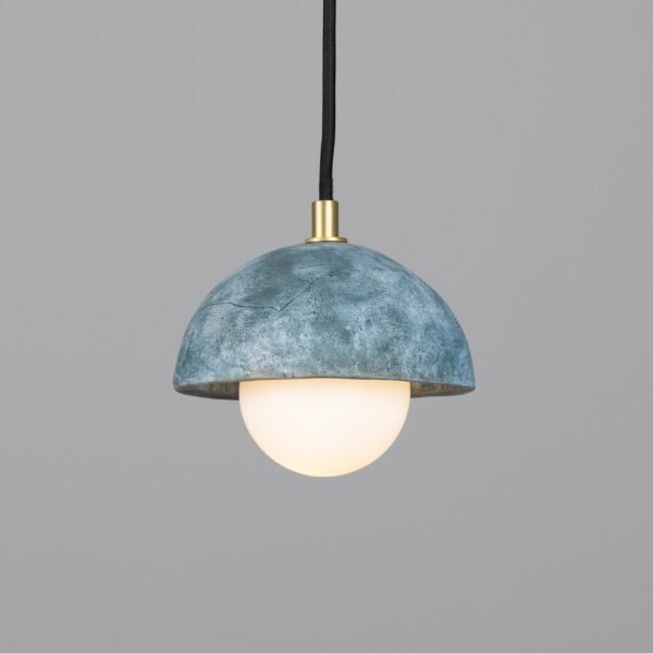 Ferox Small Domed Pendant in Blue Earth Ceramic Pendant Lighting Great Lighting UK Ltd