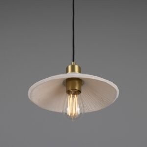 Pyrus Matt White Ceramic Striped Pendant Light Bedroom Pendant Lights Great Lighting UK Ltd