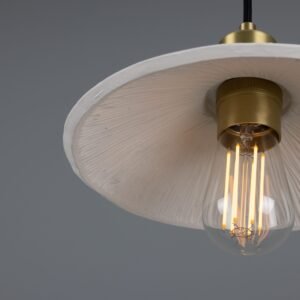 Pyrus Matt White Ceramic Striped Pendant Light Bedroom Pendant Lights Great Lighting UK Ltd