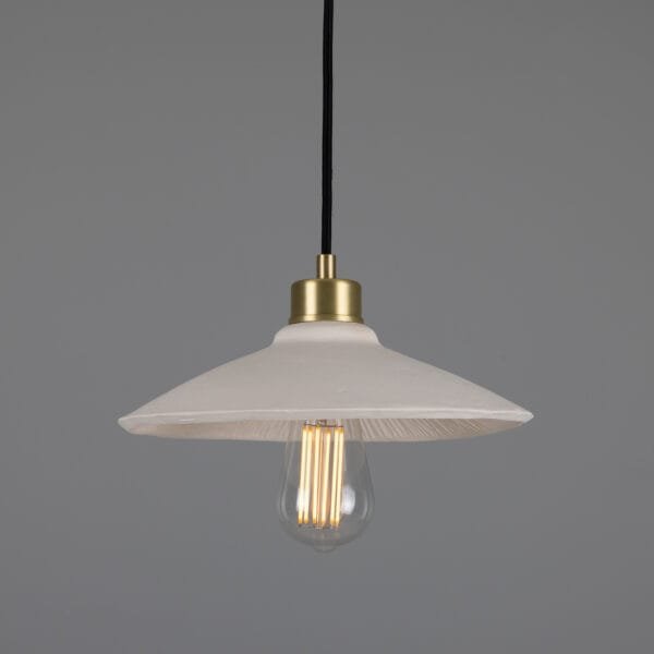 Pyrus Matt White Ceramic Striped Pendant Light Ceramic Pendant Lighting Great Lighting UK Ltd