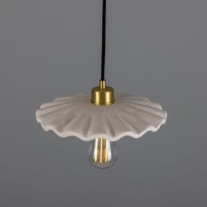 Kapok Pendant in Matt White Stripe Ceramic Ceramic Pendant Lighting Great Lighting UK Ltd