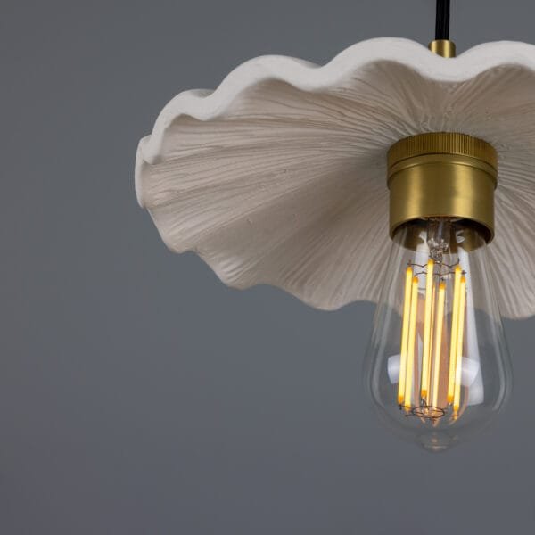 Kapok Pendant in Matt White Stripe Ceramic Ceramic Pendant Lighting Great Lighting UK Ltd