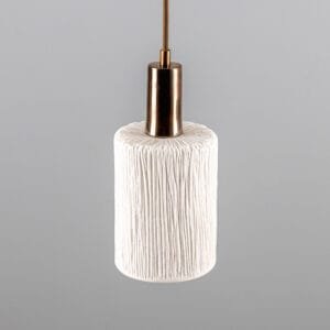 Senna Ceramic Pendant Light | Matte White Striped Ceramic Pendant Lighting Great Lighting UK Ltd