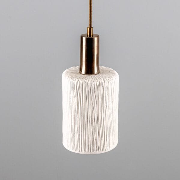 Senna Ceramic Pendant Light | Matte White Striped Ceramic Pendant Lighting Great Lighting UK Ltd