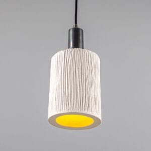 Senna Ceramic Pendant Light | Matte White Striped Ceramic Pendant Lighting Great Lighting UK Ltd