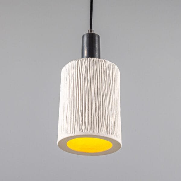 Senna Ceramic Pendant Light | Matte White Striped Ceramic Pendant Lighting Great Lighting UK Ltd