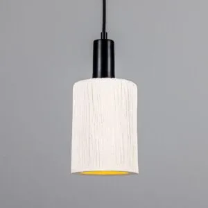 Senna Ceramic Pendant Light | Matte White Striped Ceramic Pendant Lighting Great Lighting UK Ltd