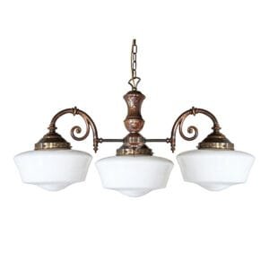 Clones 3 Arm Schoolhouse Chandelier Large Single - 3 Arm Pendants Great Lighting UK Ltd