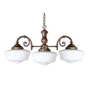 Clones 3 Arm Schoolhouse Chandelier Large Single - 3 Arm Pendants Great Lighting UK Ltd
