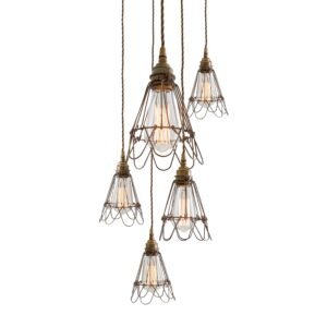 Praia Cage 5 Light Pendant Cluster Industrial Cage Lights Great Lighting UK Ltd