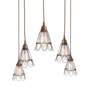 Praia Cage 5 Light Pendant Cluster Industrial Cage Lights Great Lighting UK Ltd