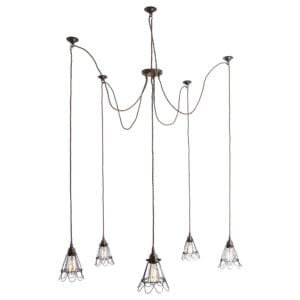 Praia Cage 5 Light Pendant Cluster Industrial Caged Pendants Great Lighting UK Ltd