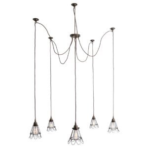 Praia Cage 5 Light Pendant Cluster Industrial Cage Lights Great Lighting UK Ltd