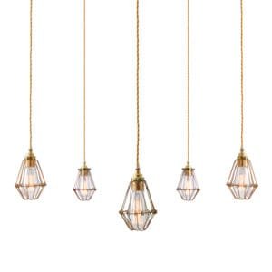 Praia Cage 5 Light Pendant Cluster Industrial Caged Pendants Great Lighting UK Ltd