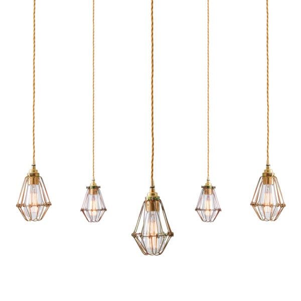 Praia Cage 5 Light Pendant Cluster Industrial Caged Pendants Great Lighting UK Ltd