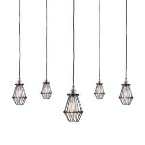 Praia Cage 5 Light Pendant Cluster Industrial Caged Pendants Great Lighting UK Ltd