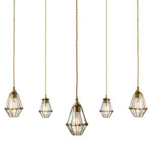 Praia Cage 5 Light Pendant Cluster Industrial Caged Pendants Great Lighting UK Ltd