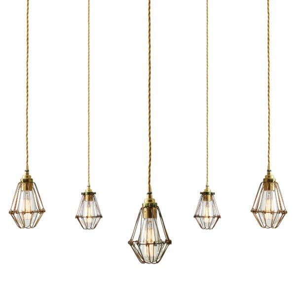 Praia Cage 5 Light Pendant Cluster Industrial Caged Pendants Great Lighting UK Ltd