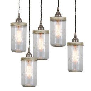 "Le Parfait" Jam Jar 5 Light Cluster Kitchen Ceilings Lights Great Lighting UK Ltd