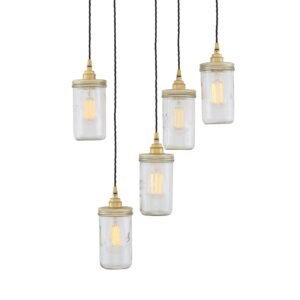 "Le Parfait" Jam Jar 5 Light Cluster Dining Table Pendant Lights Great Lighting UK Ltd