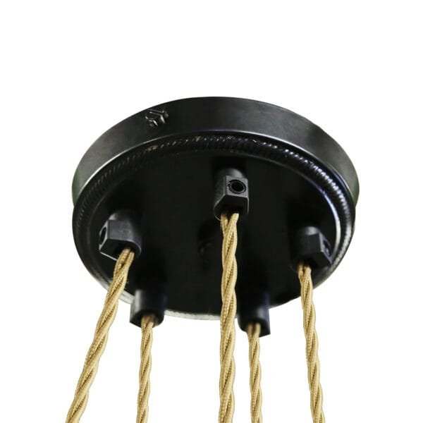 Praia Industrial Cage 5 Light Ring Chandelier Four to Six Arm Pendants Great Lighting UK Ltd