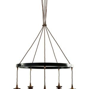 Praia Industrial Cage 5 Light Ring Chandelier Four to Six Arm Pendants Great Lighting UK Ltd