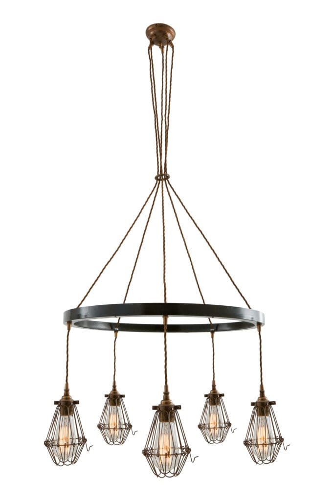 Praia Industrial Cage 5 Light Ring Chandelier