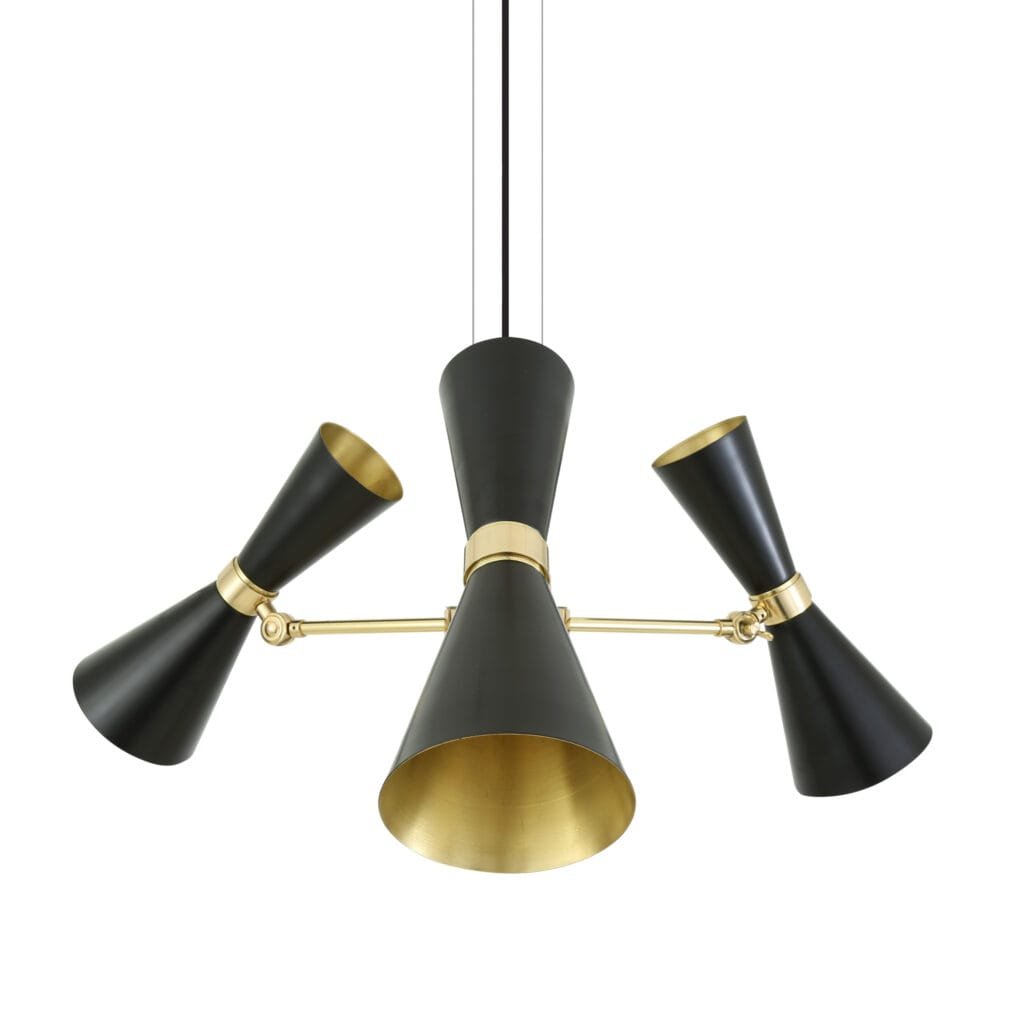 Mid Century Adjustable 3 Arm Chandelier | The Cairo Bedroom Chandelier Great Lighting UK Ltd