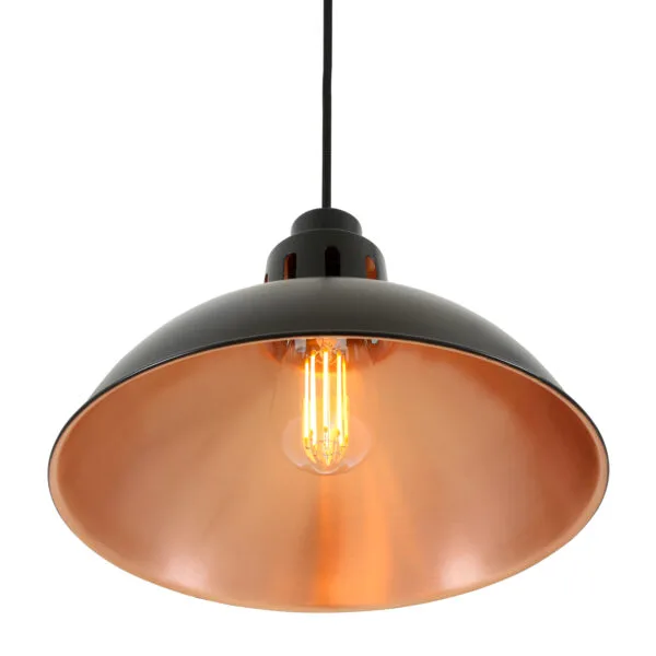 Vintage Black & Copper Pendant Light | The Bessemer Industrial Pendant Lights Great Lighting UK Ltd