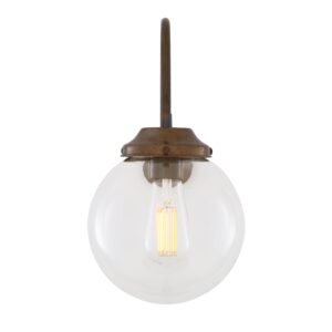 Riad 20cm Clear Globe Glass Wall Light | Swan Neck Kitchen Glass Wall Lights Great Lighting UK Ltd