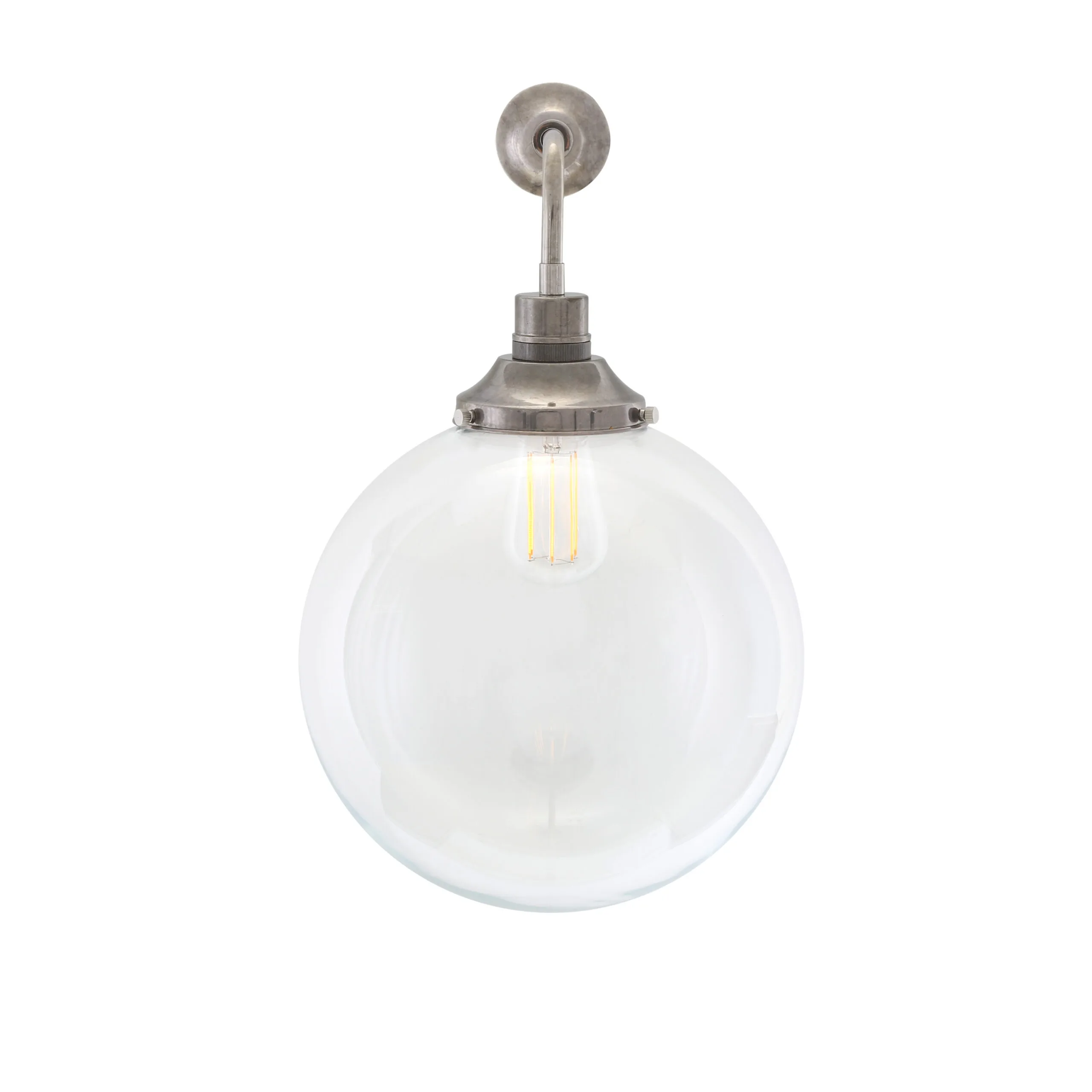 Bamako Wall Light Clear or Opal Globe | 3 Sizes Vintage Glass Wall Lights Great Lighting UK Ltd