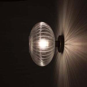 Oval Reeded Glass Wall Light | The Neith Holophane and Prismatic Wall Lights Great Lighting UK Ltd