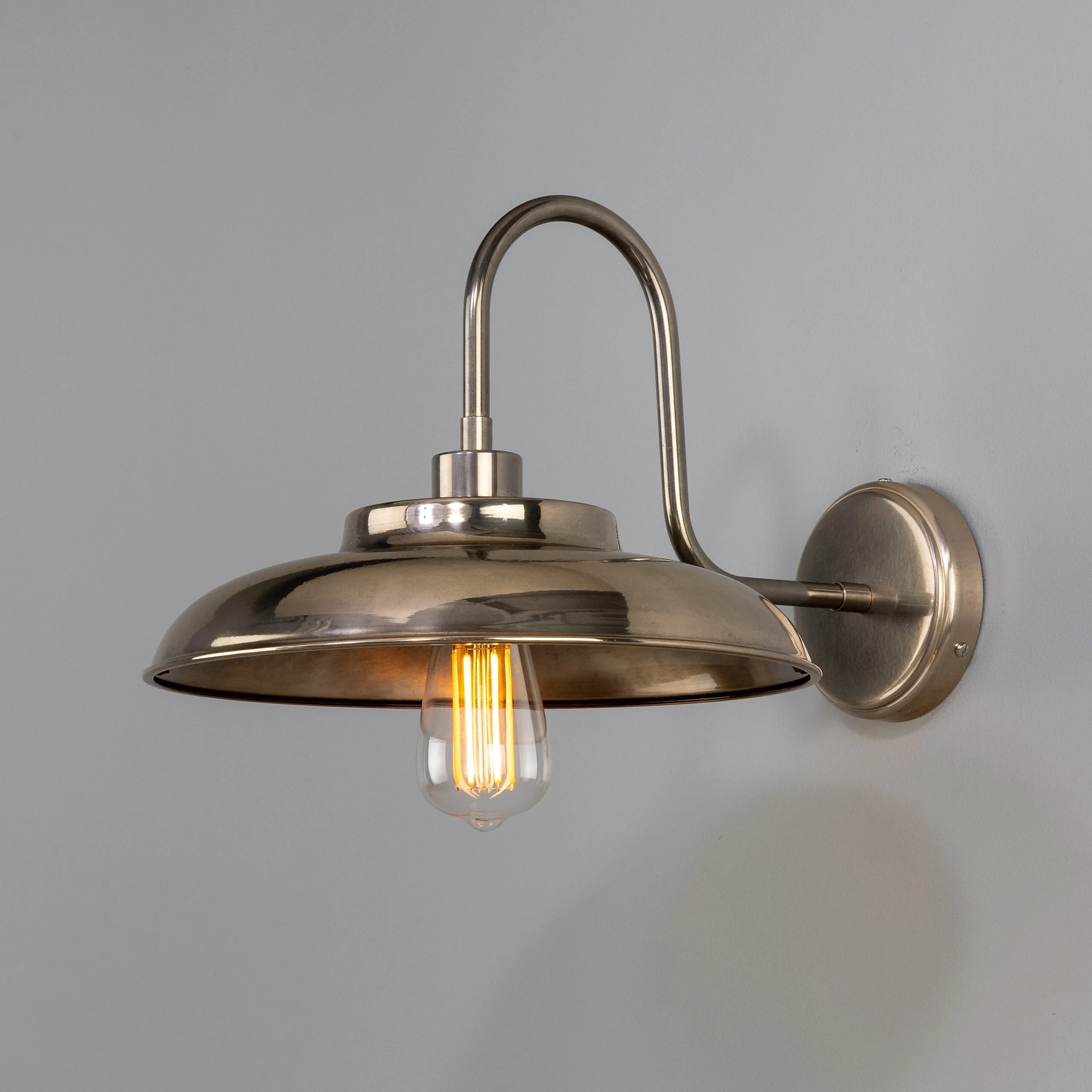 Telal Goose Neck Wall Light Black or Brass Antique Brass Wall Lights Great Lighting UK Ltd