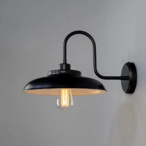 Telal Goose Neck Wall Light Black or Brass Industrial Wall Lights Great Lighting UK Ltd