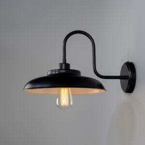 Telal Goose Neck Wall Light Black or Brass Brass Wall Lights Great Lighting UK Ltd