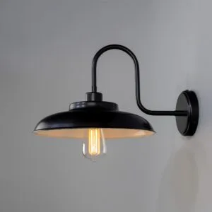 Telal Goose Neck Wall Light Black or Brass Antique Brass Wall Lights Great Lighting UK Ltd
