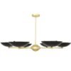 Newbury Chandelier | Modern 6 Arm Brass Light with Black Shades Brass & Moroccan Pendants Great Lighting UK Ltd