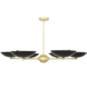 Newbury Chandelier | Modern 6 Arm Brass Light with Black Shades Bedroom Pendant Lights Great Lighting UK Ltd