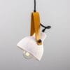 White Ceramic Pendant with Fire-Hose Strap Matt Stripped Shade Ceramic Pendant Lighting Great Lighting UK Ltd