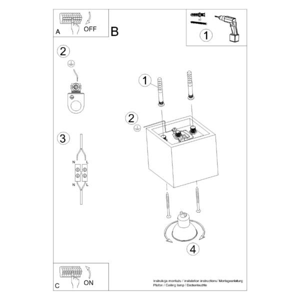 Ceiling Lamp Quad 1 Grey Modern Ceiling Lights Great Lighting UK Ltd