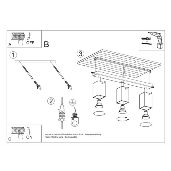 Ceiling Lamp Merida 3 Black Modern Ceiling Lights Great Lighting UK Ltd