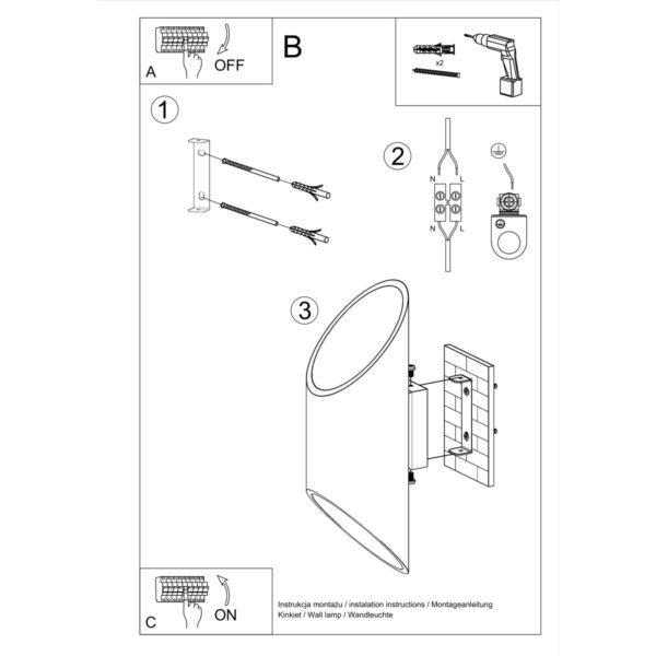 Wall Lamp Penne 30 Black Single Wall Lights Great Lighting UK Ltd