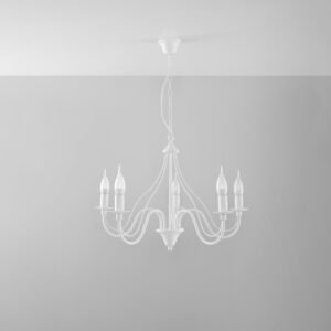 Chandelier Minerwa 5 White Modern Hanging Chandeliers Great Lighting UK Ltd
