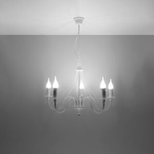 Chandelier Minerwa 5 White Modern Hanging Chandeliers Great Lighting UK Ltd