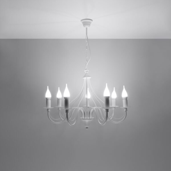 Chandelier Minerwa 7 White Hanging Chandeliers Great Lighting UK Ltd